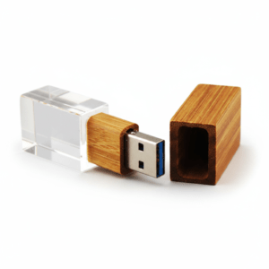 CRYSTAL USB WITH BAMBOO CAP