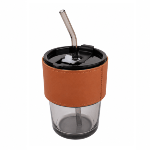 GLASIP - GLASS TUMBLER WITH SLEEVE & STRAW